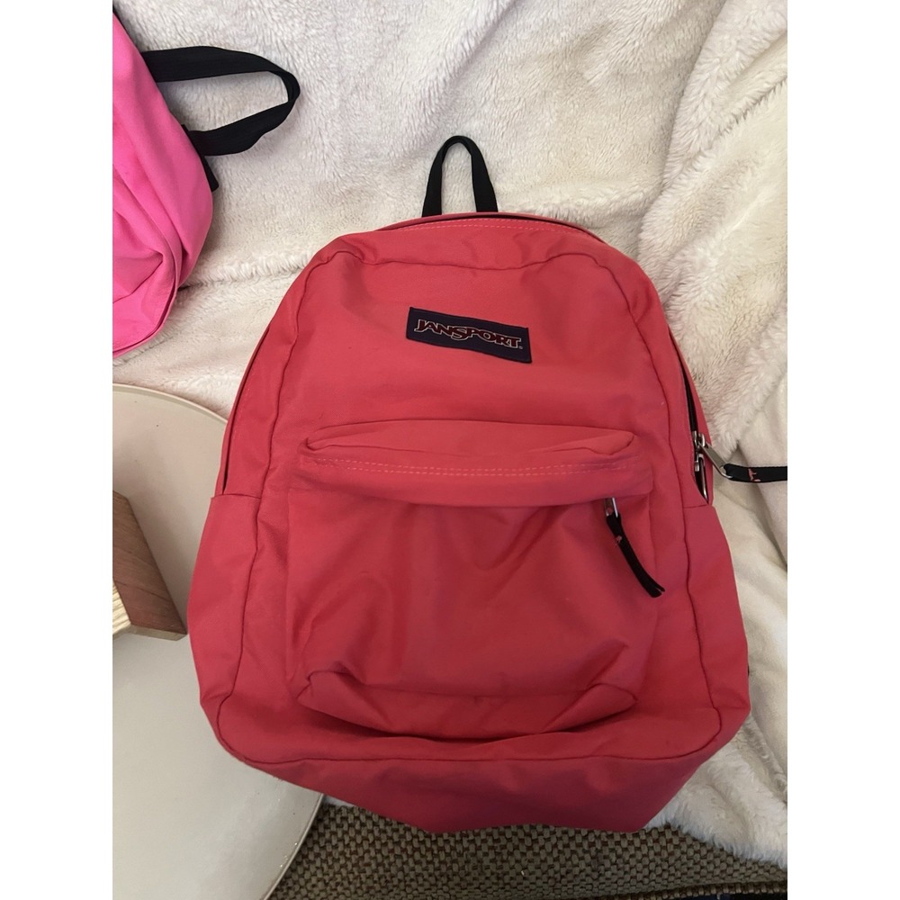 JanSport Super Break Hot Redish Pink Backpack Day Pack School Preowned